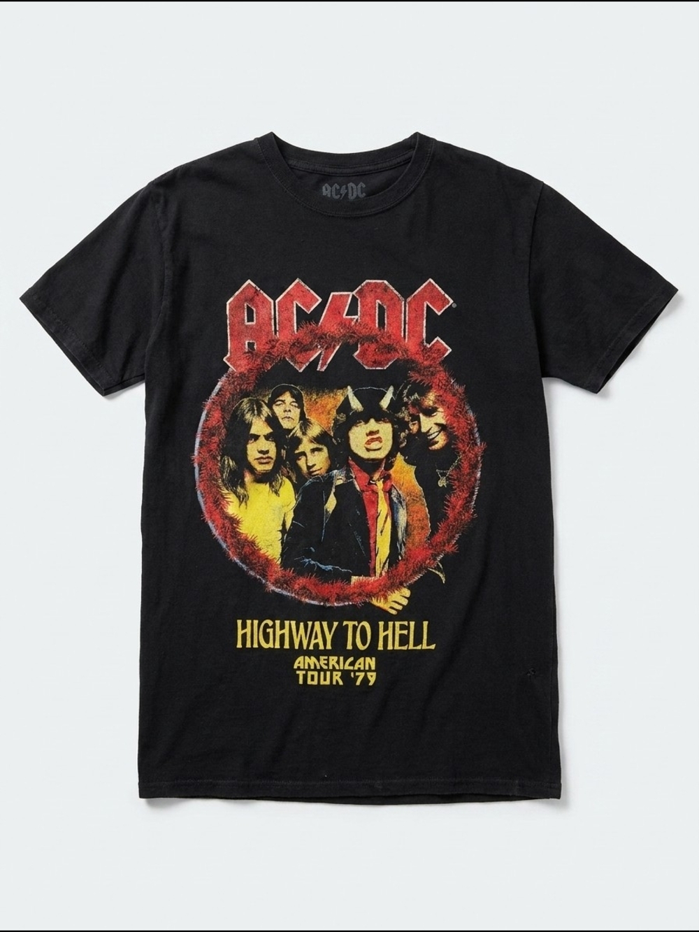 AC/DC Black Graphic Tee‎ with White Print